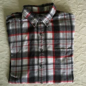 LANDS END Red & Gray Plaid Flannel Shirt L/T 16.5